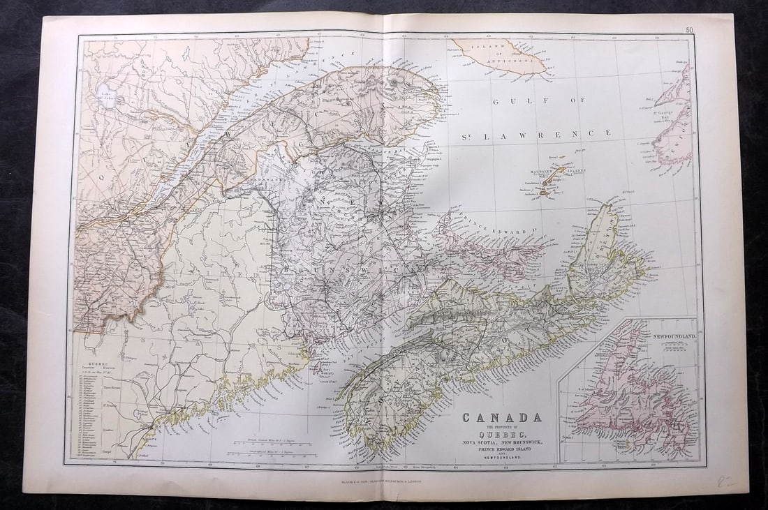 Blackie (Pub) 1882 Folio Map. Canada - Quebec, Nova Scotia, New Brunswick, Prince Edward (1 of 1)