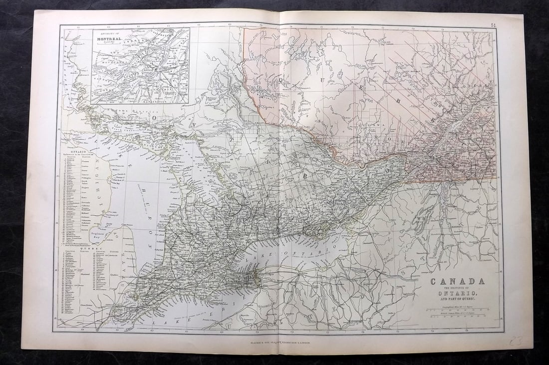 Blackie (Pub) 1882 Folio Map. Canada - Ontario and Part of Quebec (1 of 1)