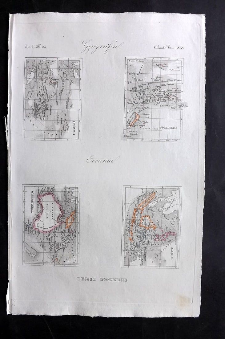 Marmocchi, F. C. 1845 Hand Col Map. Pacific - Australia, Polynesia, Oceania (1 of 2)