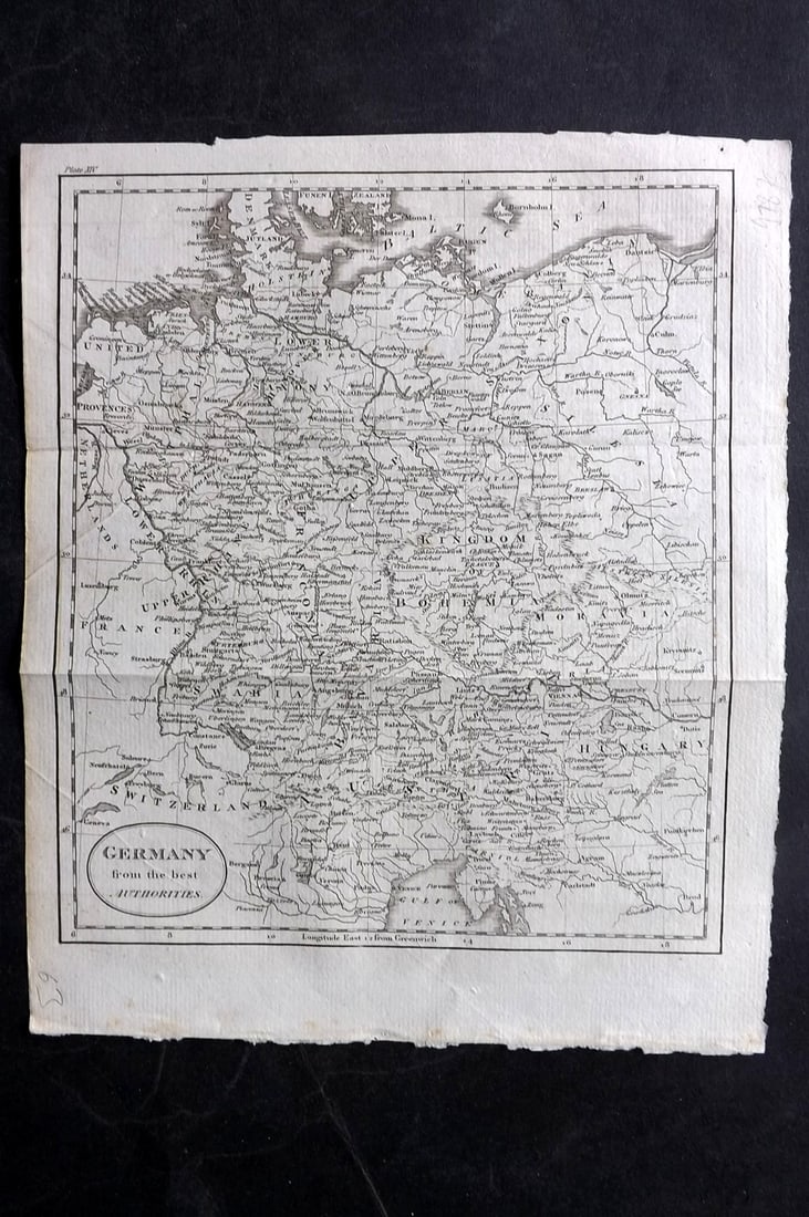 Guthrie, William 1812 Antique Map. Germany: Copper Engraved Map Published 1812, London for "A New Geographical, Historical and Commercial Grammar..." by William Guthrie. The maps are by John Senex, Thomas Kitchin and others. Folds as issued. Pa