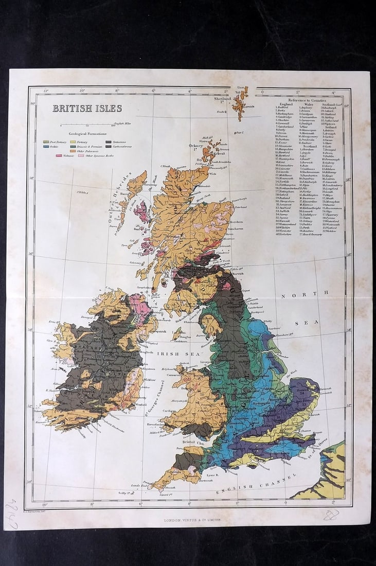 Reclus, Elisee 1893 Map. British Isles - Geographical (1 of 1)