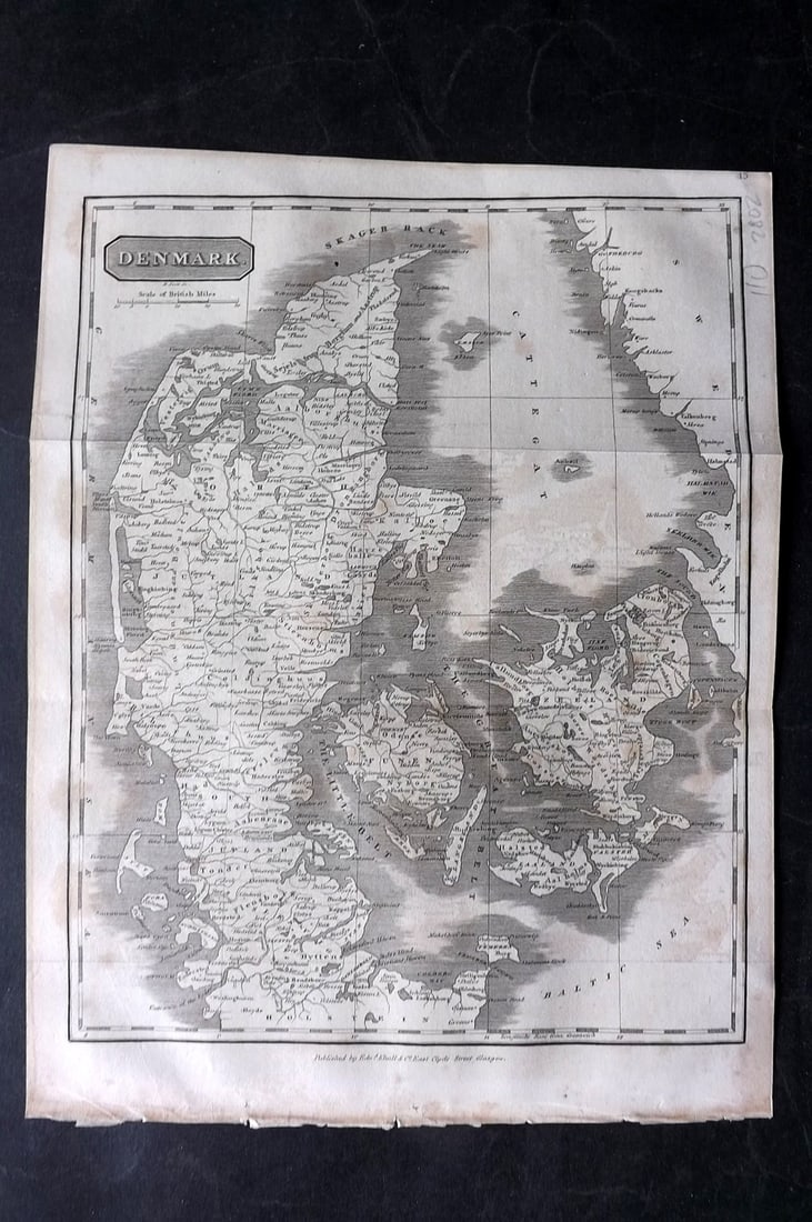 Glasgow Geography 1825 Antique Map. Denmark (1 of 1)