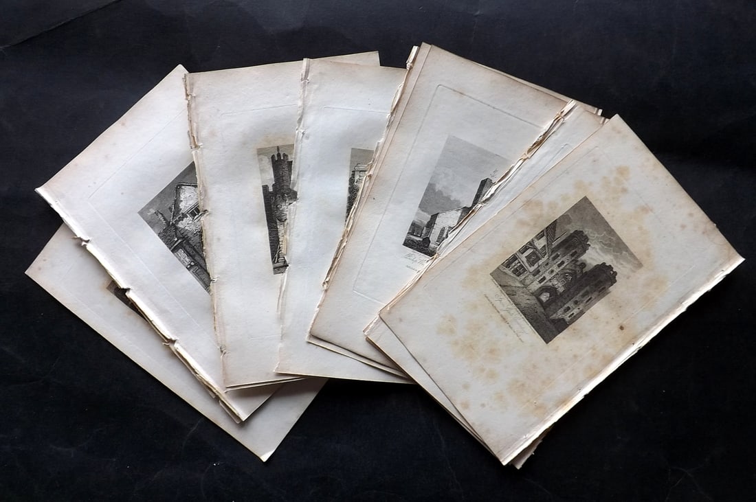 Clarke (Pub) 1816 Lot of 14 British Copper Plate Views.: Copper Plate Published 1815-18, by W. Clarke et al, London for the "Antiquarian Itinerary" Paper Size: 8 x 5 inch (21 x 13cm) Some toning in parts, otherwise fine