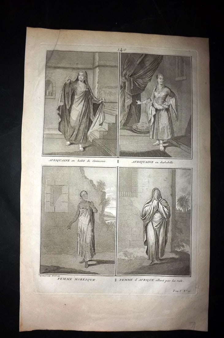 Picart, Bernard 1741 Folio Print. North Africa - Moorish Costume: Folio Copper Plate Published Published 1741, Paris for "Histoire generale des ceremonies, moeurs, et coutumes religieuses de tous les Peuples du Monde" by Bernard Picart. Paper Size: 15.5 x 10 inch (3
