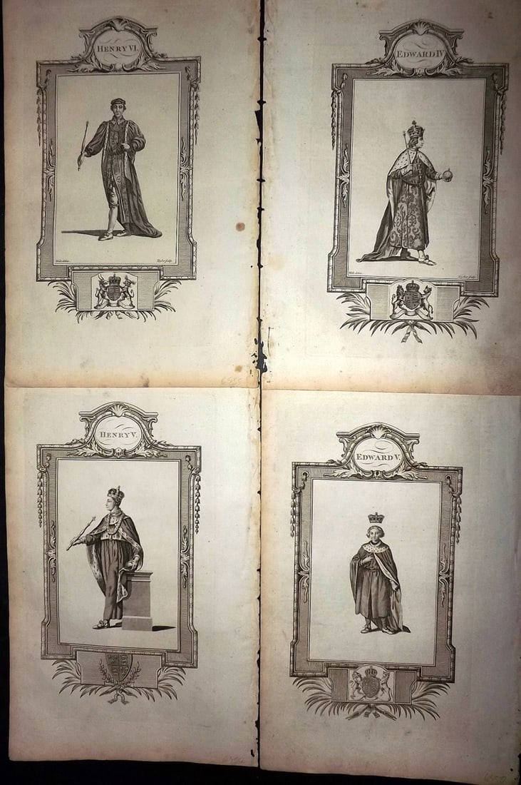 Russell, William 1779 Lot of 4 Folio British King Portrait Prints (1 of 2)