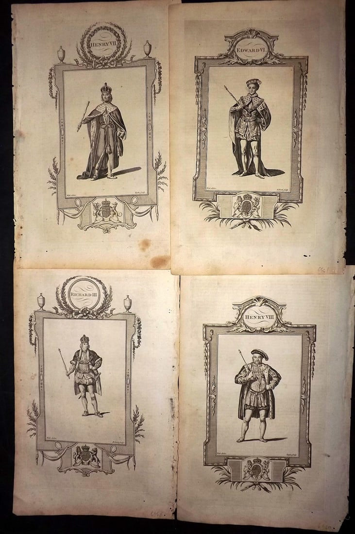 Russell, William 1779 Lot of 4 Folio British King Portrait Prints (1 of 2)