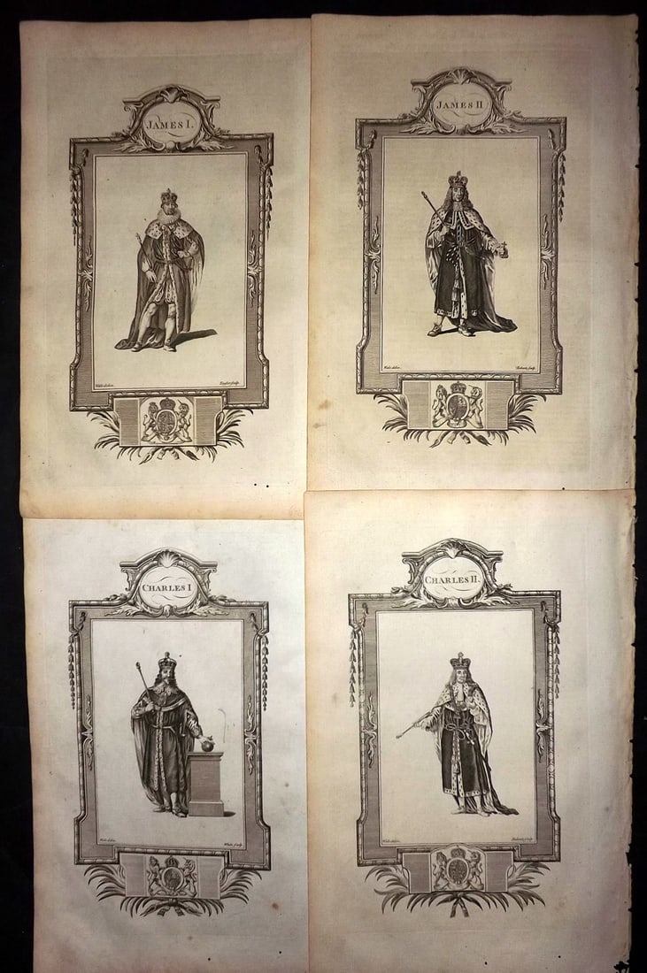 Russell, William 1779 Lot of 4 Folio British King Portrait Prints (1 of 2)