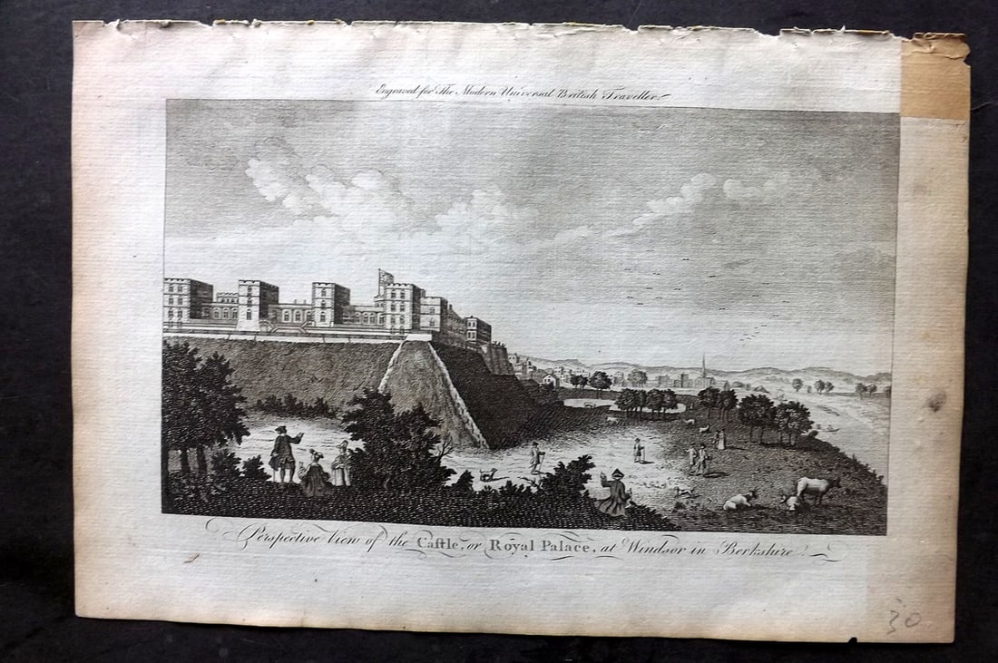 Burlington, Charles 1779 Folio Print. Royal Palace, Windsor, Berkshire: Folio Copper Plate Published 1779 by J. Cooke, London for "The Modern Universal British Traveller or, a New, Complete, and Accurate tour Through England, Wales, Scotland, and the Neighbouring Islands"