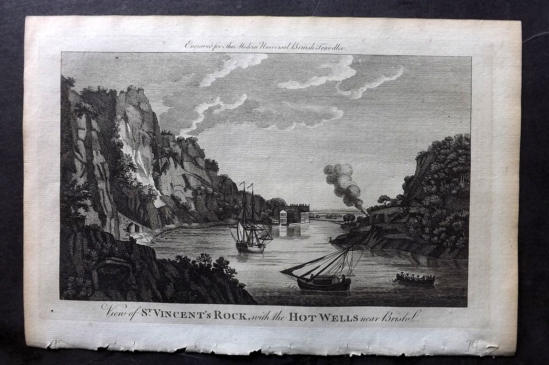 Burlington, Charles 1779 Folio Print. St. Vincent's Rock, Bristol, Ships (1 of 1)