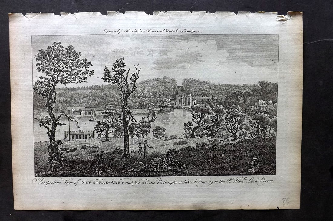 Burlington, Charles 1779 Folio Print. Newstead Abbey, Notts. Lord Byron (1 of 1)
