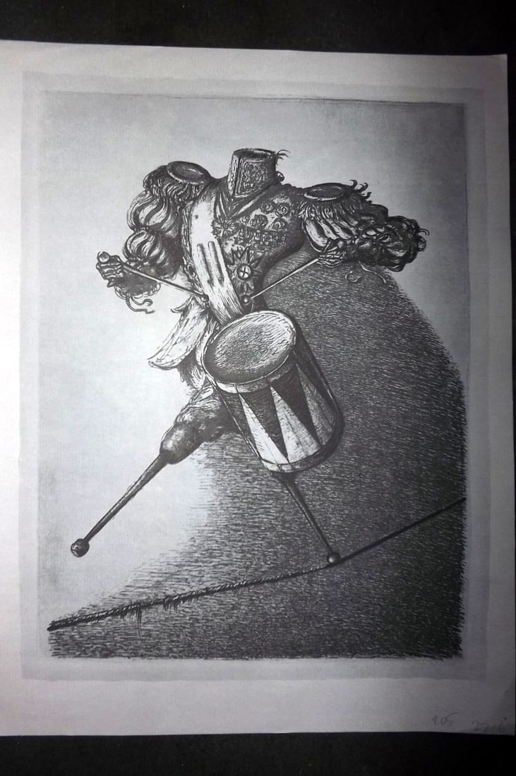 After A. Paul Weber 1963 Folio Print. The Drummer: Folio Lithograph Published 1963, Dresden for "Peace for the World" Paper Size: 16 x 12 inch (40 x 30cm) Good Condition