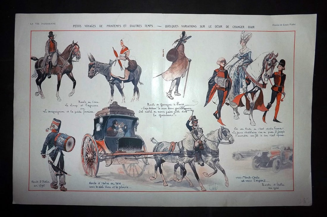 La Vie Parisienne 1926 Art Deco Double Print. Petits Voyages de Printemps et d'Autres Temps by (1 of 1)