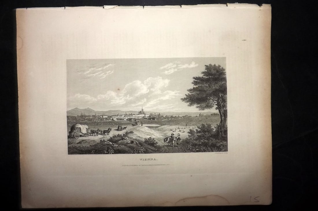 Barclay & Kelly 1843 Antique Print. Vienna, Austria: Steel Engraving Published 1843 by Thomas Kelly, London for "A New and Universal English Dictionary" by the Rev. James Barclay. Paper Size: 10.5 x 8 inch (27 x 21cm) Very minor toning, otherwise fine