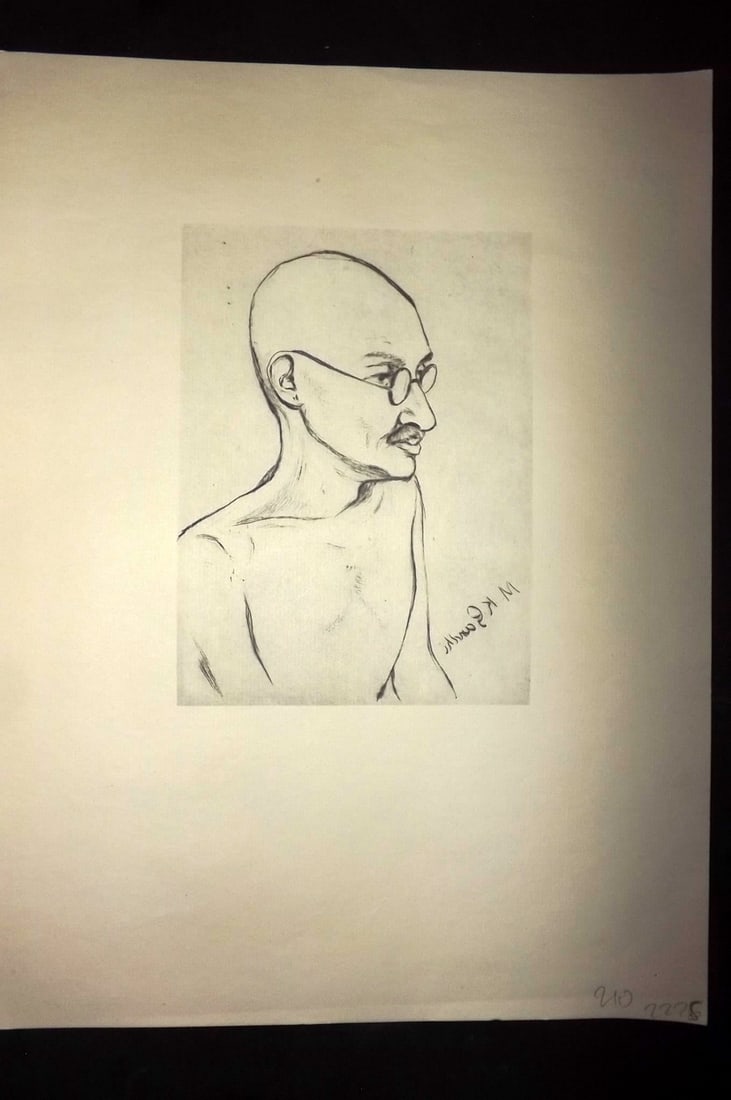 After Mukel Dey 1963 Folio Print. Mahatma Ghandi (1 of 1)
