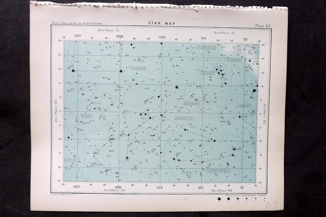 Ball, Robert 1910 Astronomy Celestial Print. Star Map 63 (1 of 1)