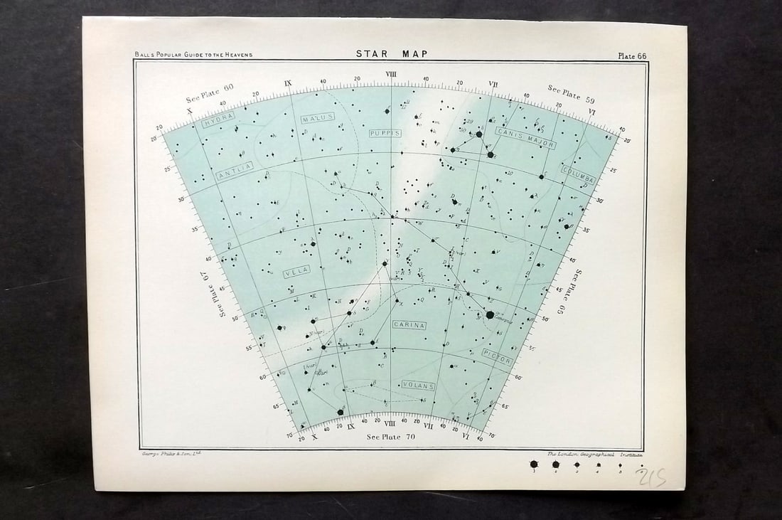 Ball, Robert 1910 Astronomy Celestial Print. Star Map 66 (1 of 1)