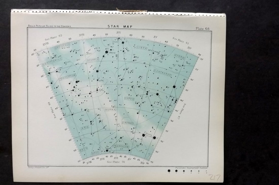 Ball, Robert 1910 Astronomy Celestial Print. Star Map 68 (1 of 1)