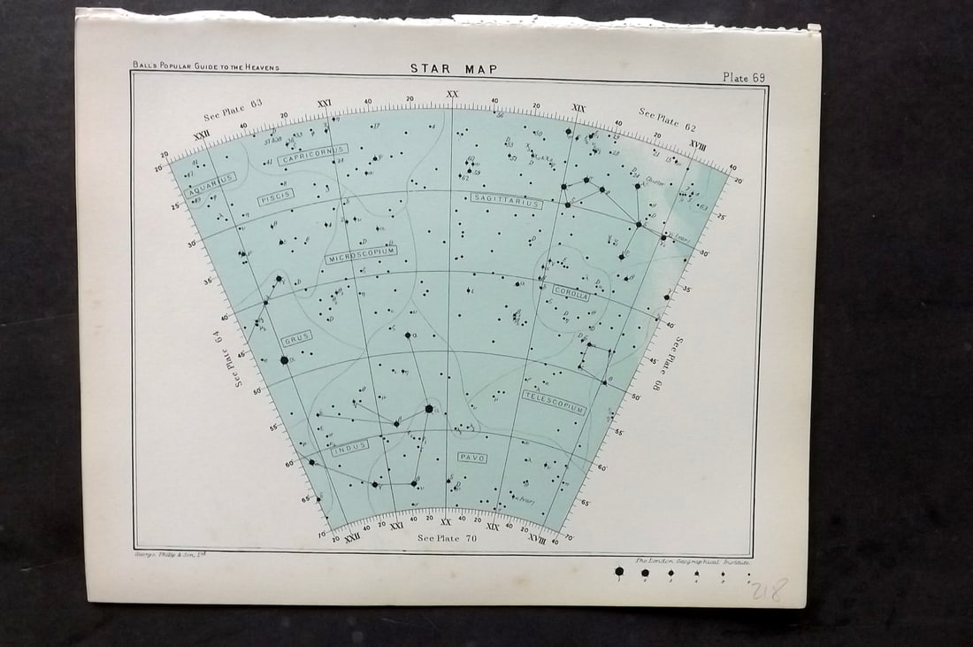 Ball, Robert 1910 Astronomy Celestial Print. Star Map 69 (1 of 1)