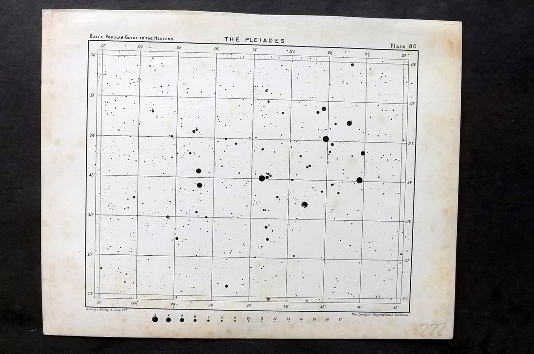Ball, Robert 1910 Astronomy Celestial Print. The Pleiades 80 (1 of 1)