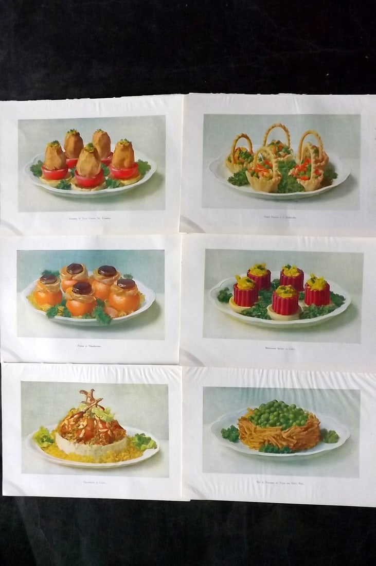 Fairclough, M. A. C1940 Lot of 6 Vintage Food Prints: Offset Lithograph Published C1940, London for "The Ideal Cookery Book" M. A. Fairclough. Paper Size: 10 x 7 inch (25 x 18cm) Good Condition