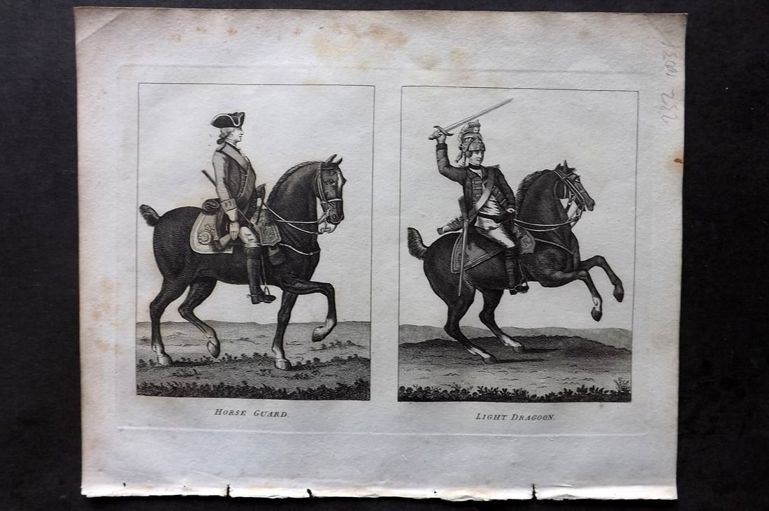 Grose, Francis 1801 Antique Military Print. Horse Guards, Light Dragoon (1 of 1)