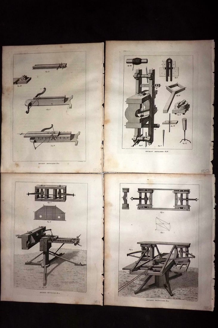 Grose, Francis 1801 Lot of 4 Antique Military Prints: Copper Plate Published 1801, London for "Military Antiquities Respecting a History of the English Army from the Conquest to the Present Time" by Francis Grose. Paper Size: 10.5 x 8 inch (27 x 21cm) Ve