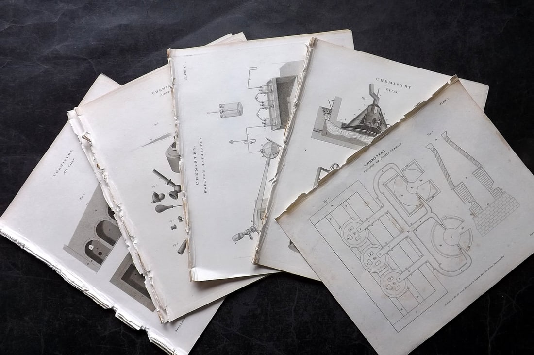 Rees, Abraham 1820 Lot of 23 Prints. Chemistry (1 of 6)