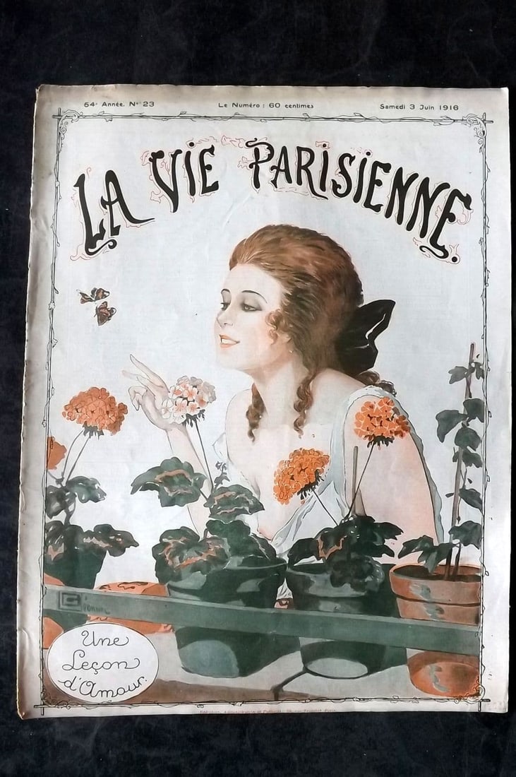 La Vie Parisienne 1916 Art Deco Print. Une Lecom d'amour by Leonnec (1 of 1)