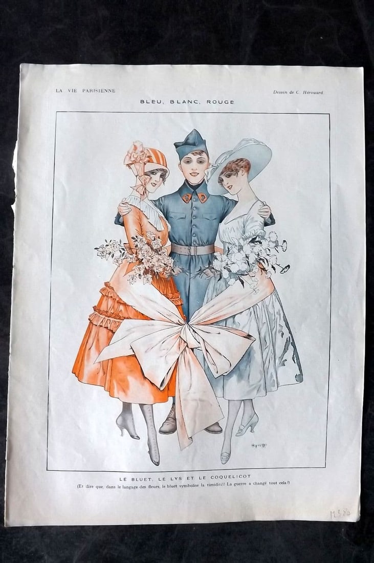La Vie Parisienne 1916 Art Deco Print. Bleu, Blanc, Rouge by Herouard (1 of 1)