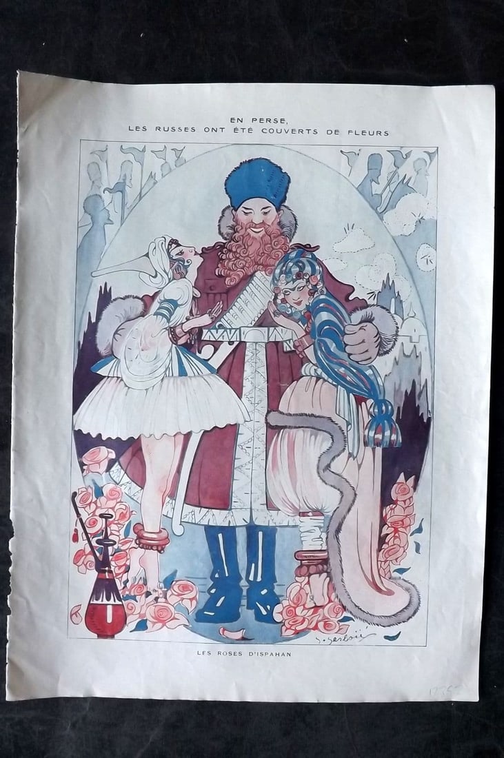 La Vie Parisienne 1916 Art Deco Print. Les Roses d'Ispahan. Persia Russia (1 of 1)
