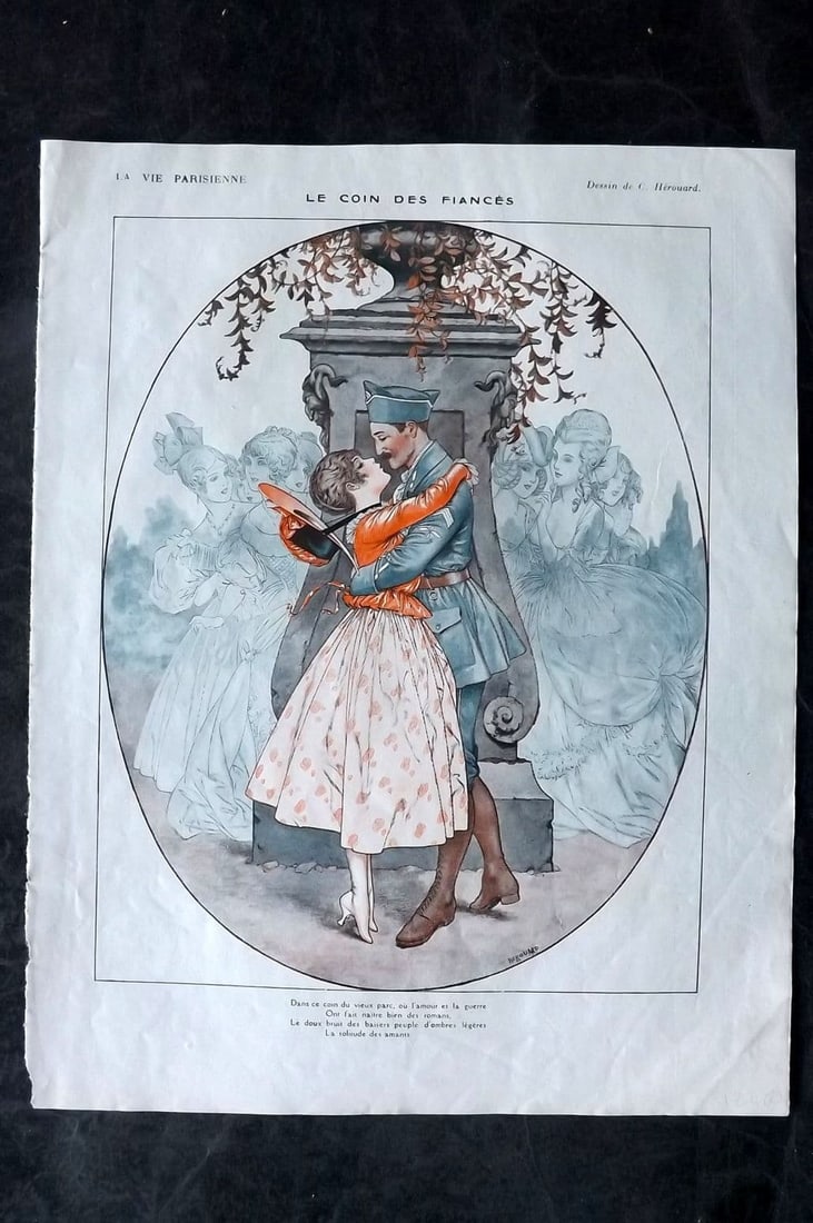 La Vie Parisienne 1916 Art Deco Print. Le Coin des Fiances by Herouard (1 of 1)