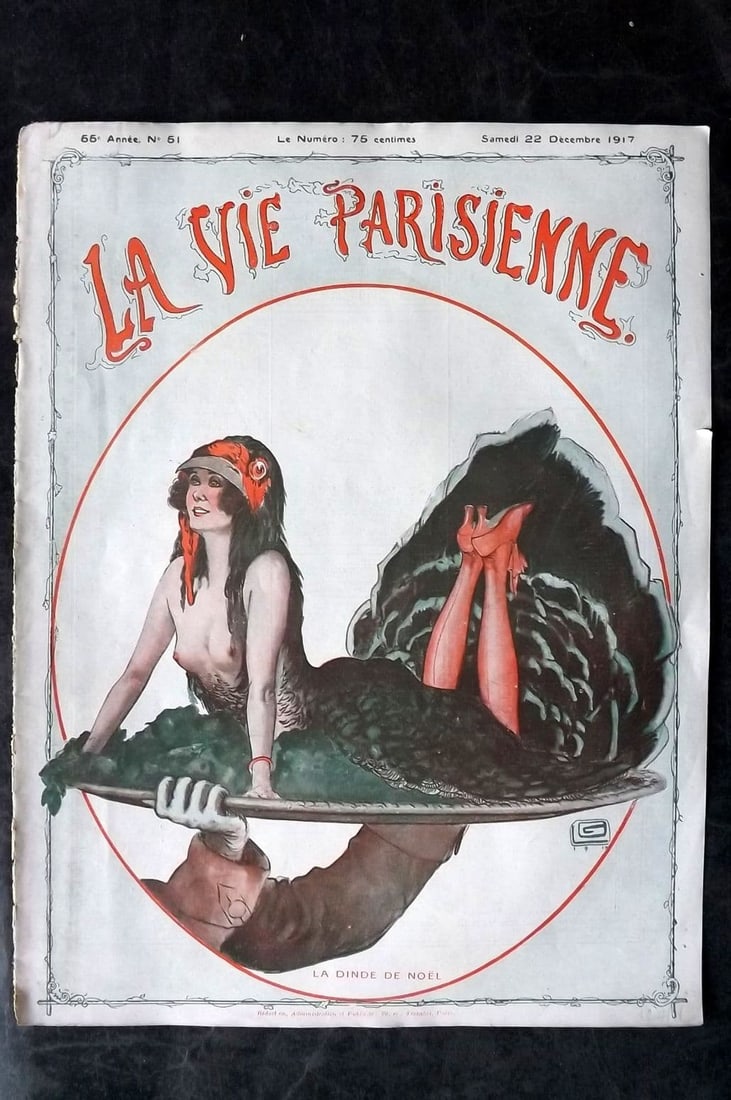 La Vie Parisienne 1917 Art Deco Print. La Dinde de Noel by Leonnec (1 of 1)
