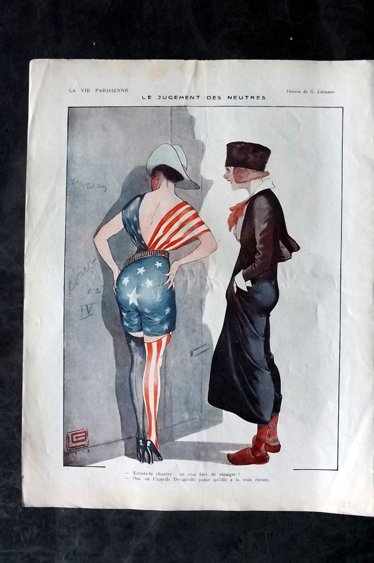 La Vie Parisienne 1917 Art Deco Print. Le Jugement des Neutres by Leonnec (1 of 1)