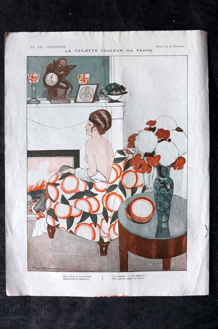 La Vie Parisienne 1918 Art Deco Print. La Toilette Couleur du Temps by Brunner (1 of 1)