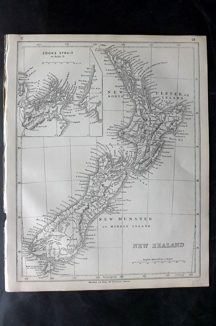 Lowry, Joseph 1852 Antique Map. New Zealand (1 of 1)