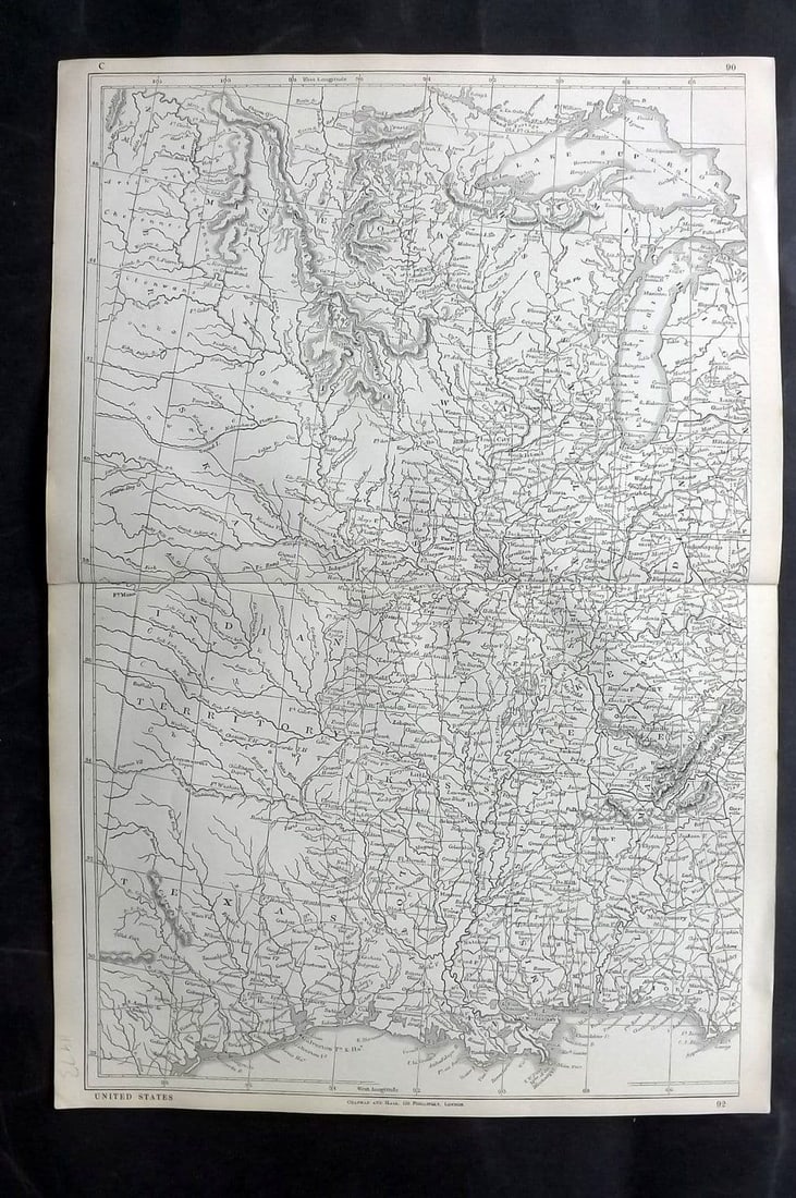 Lowry, Joseph 1852 Antique Map. United States - Texas, Iowa, Minnesota (1 of 1)