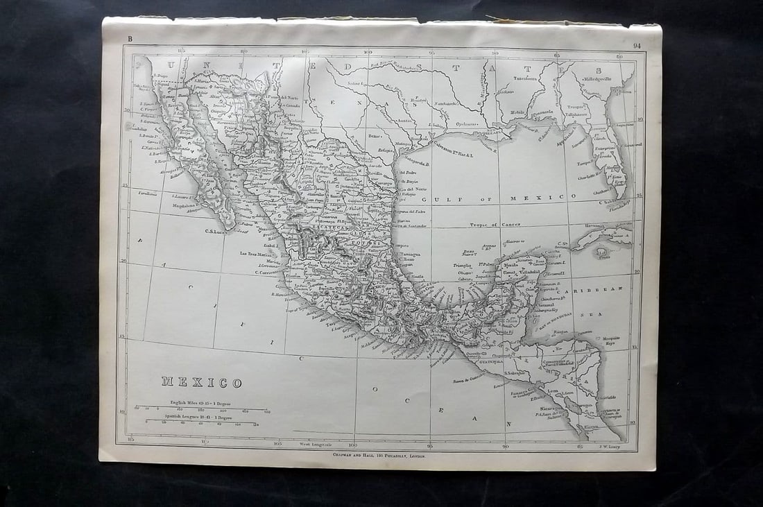 Lowry, Joseph 1852 Antique Map. Mexico (1 of 1)