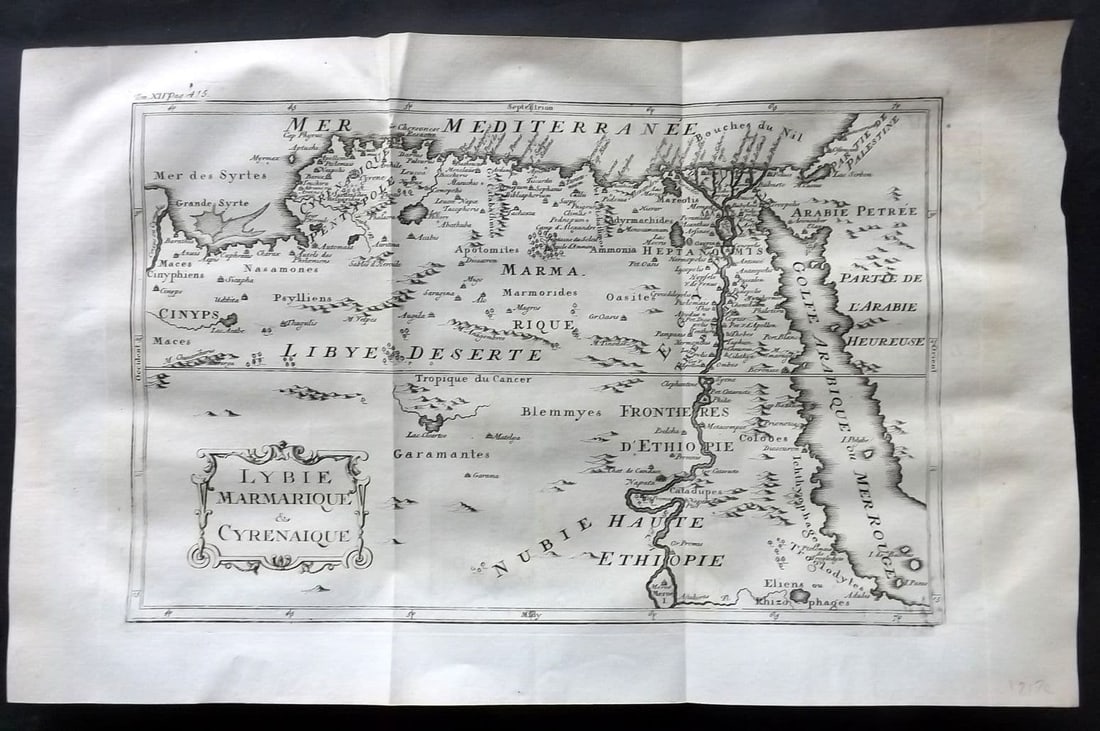 Psalmanazar & Sale C1770 Map. Lybie Marmarique & Cyrenaique. Libya Egypt: Antique Copper Engraved Map Published 1747-82 Amsterdam and Leipzig for "Histoire Universelle, depuis le commencement du monde" 4to Edition by George Sale, George Psalmanazar, Thomas Salmon et al. Fol