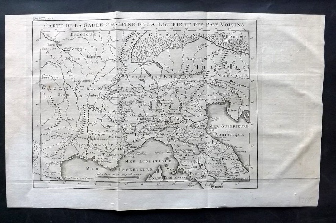 Psalmanazar & Sale C1770 Antique Map. Carte de la Gaule Cisalpine de la Ligurie (1 of 1)