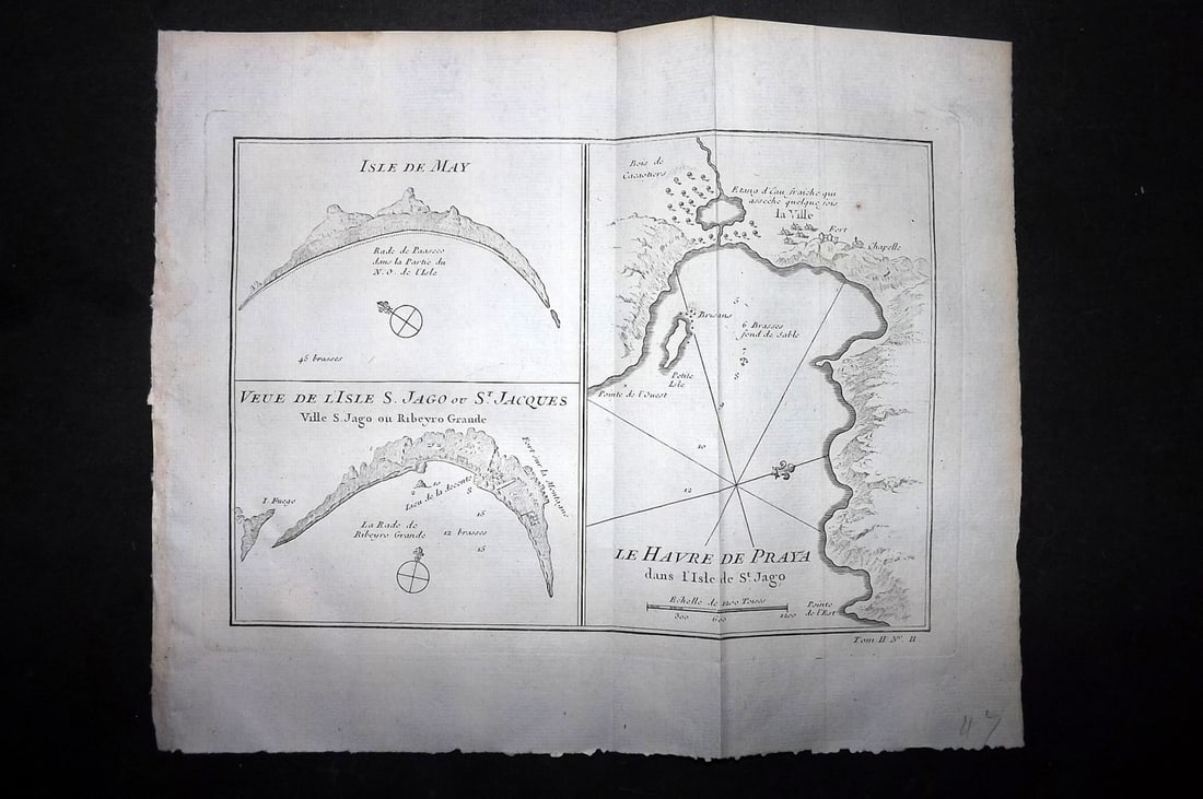 Bellin, Jacques-Nicolas C1760 Map. Africa Ghana - Isle de Mau, St. Jago, Praya (1 of 1)