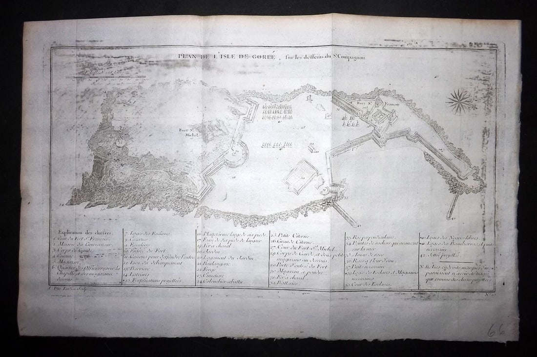 Bellin, Jacques-Nicolas C1760 Map. Africa Senegal - Plan de l'Isle de Gorree (1 of 1)