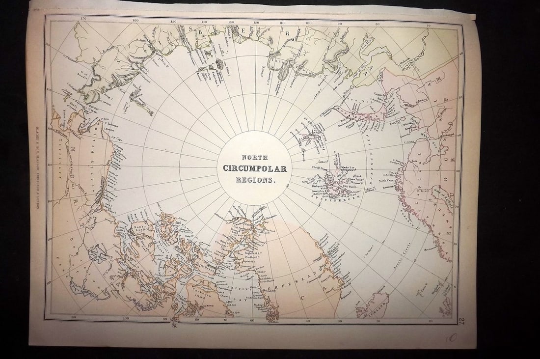 Blackie (Pub) 1882 Folio Map. North Circumpolar Regions. North Pole (1 of 1)