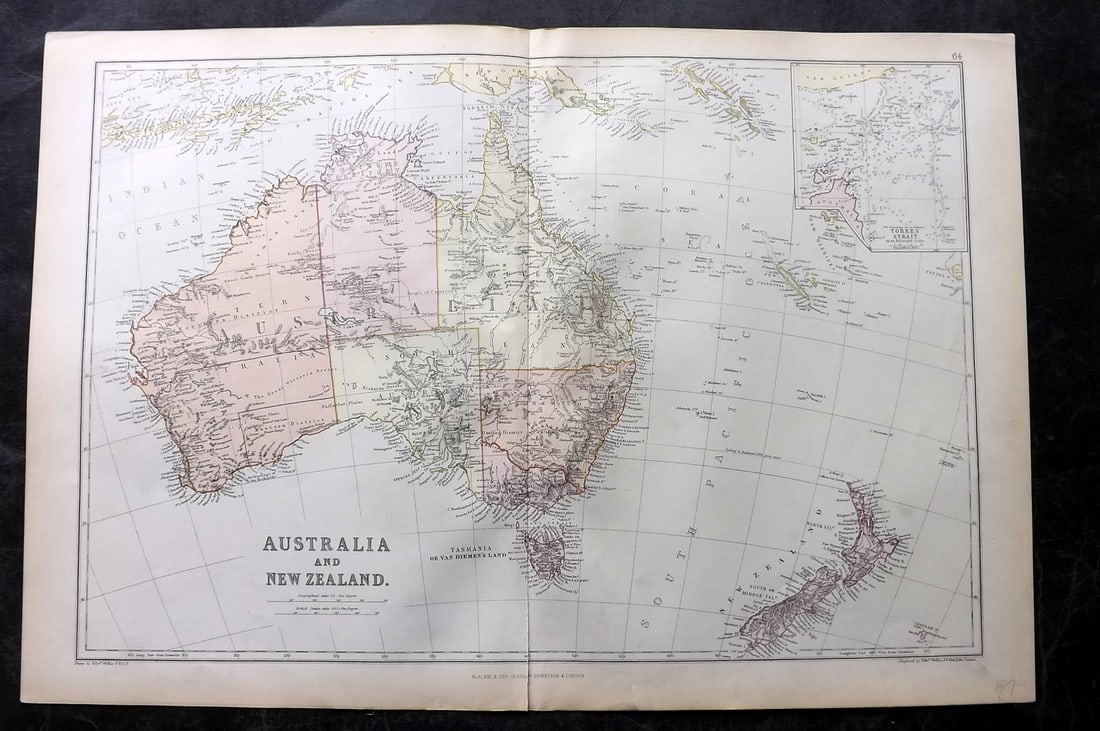 Blackie (Pub) 1882 Folio Map. Australia and New Zealand (1 of 1)