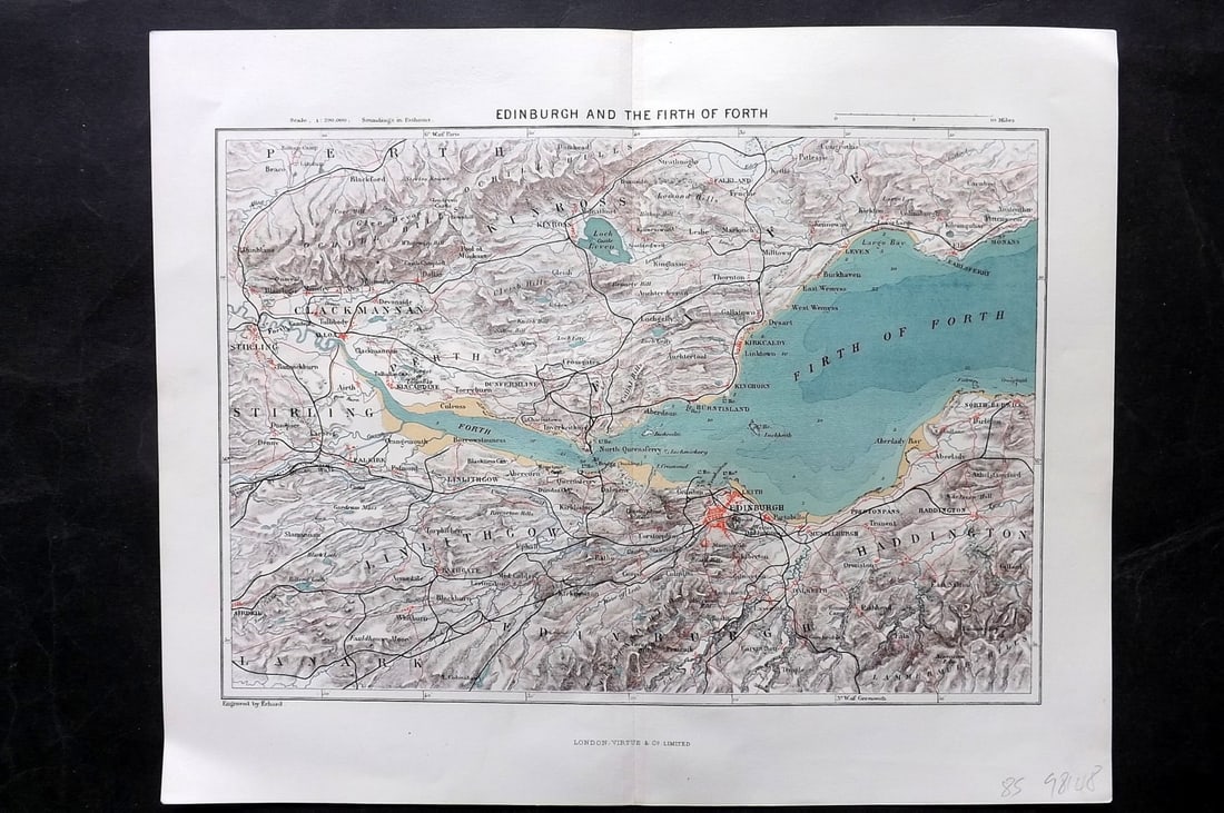 Reclus, Elisee 1893 Map. Edinburgh and the Firth of Forth. Scotland (1 of 1)