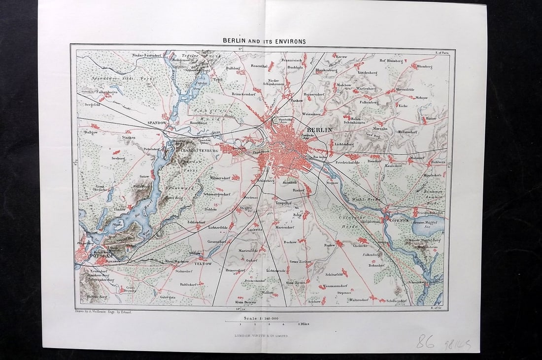 Reclus, Elisee 1893 Map. Berlin and it's Environs. Germany (1 of 1)