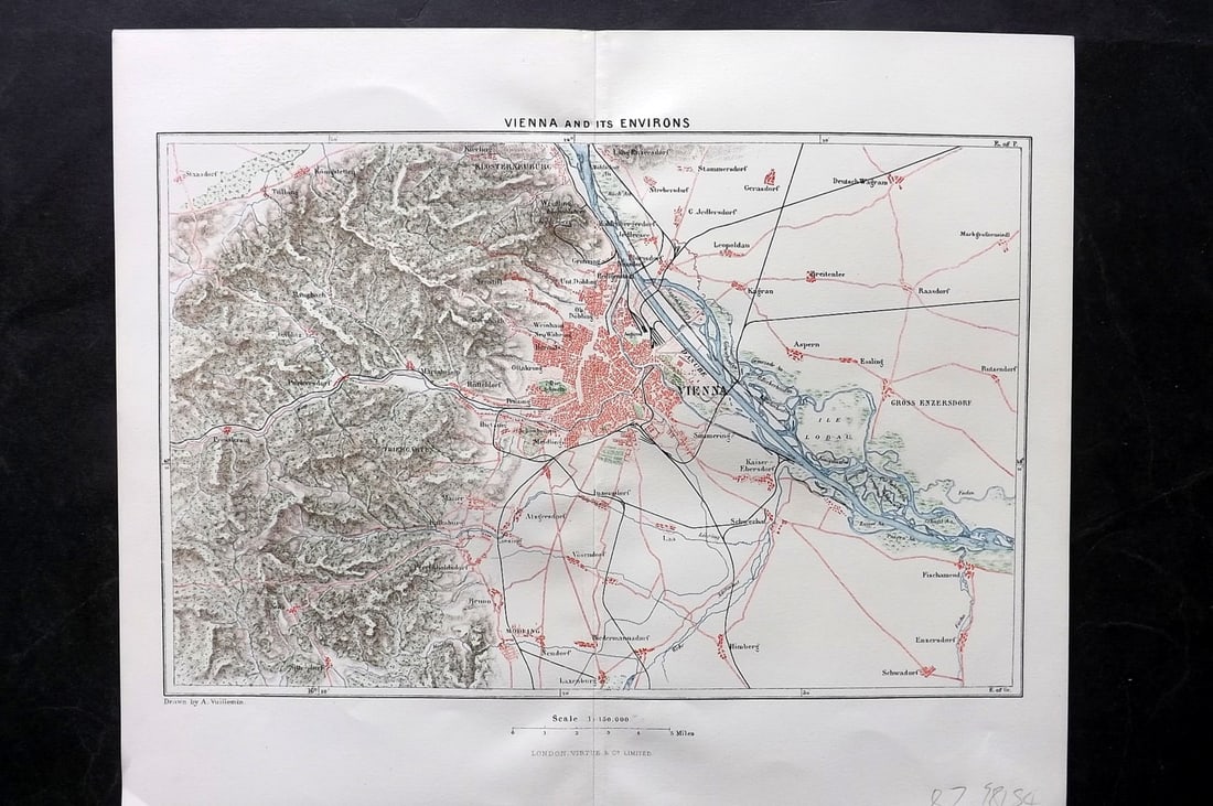 Reclus, Elisee 1893 Map. Vienna and it's Environs. Austria (1 of 1)