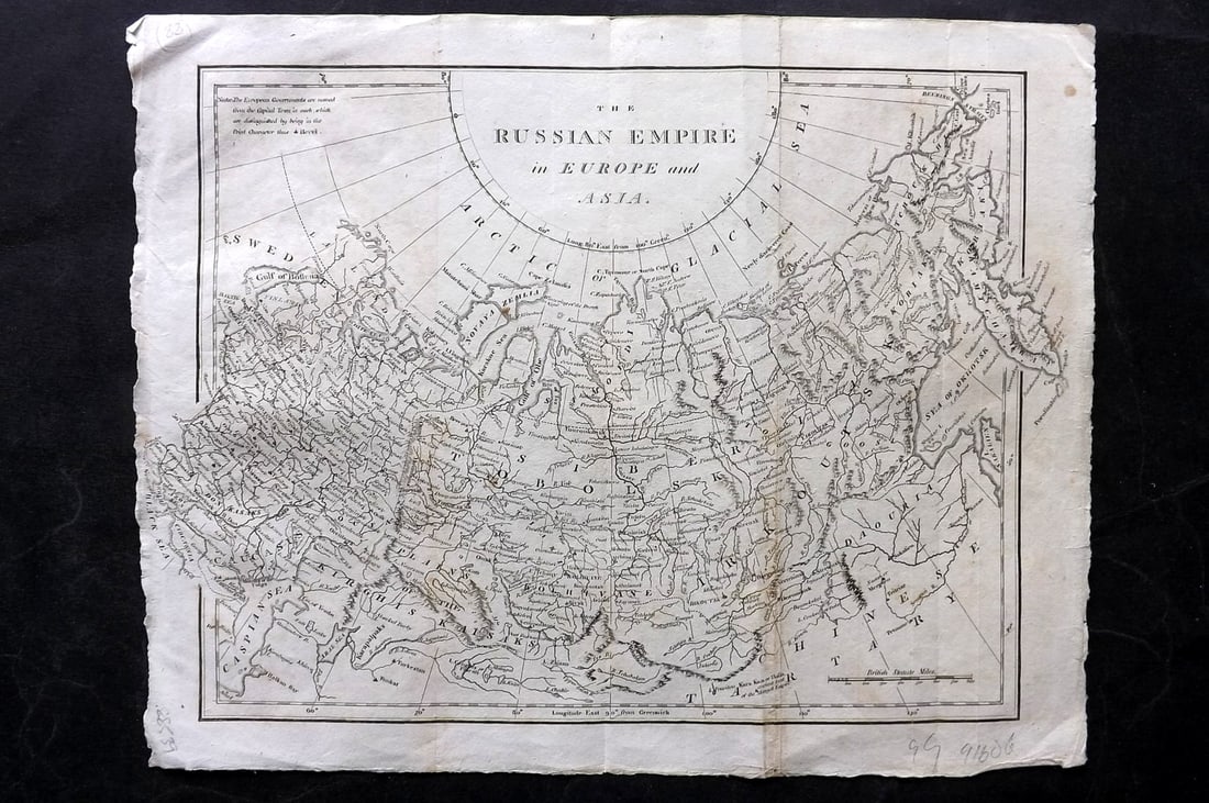 Cooke, George 1801 Antique Map. Russian Empire: Copper Engraved Map Published 1801-07 by Macdonald & Son, London for "Modern and Authentic System of Universal Geography" By George A. Cooke. Folds as issued. Paper Size: 12 x 10 inch (31 x 25cm) Appr