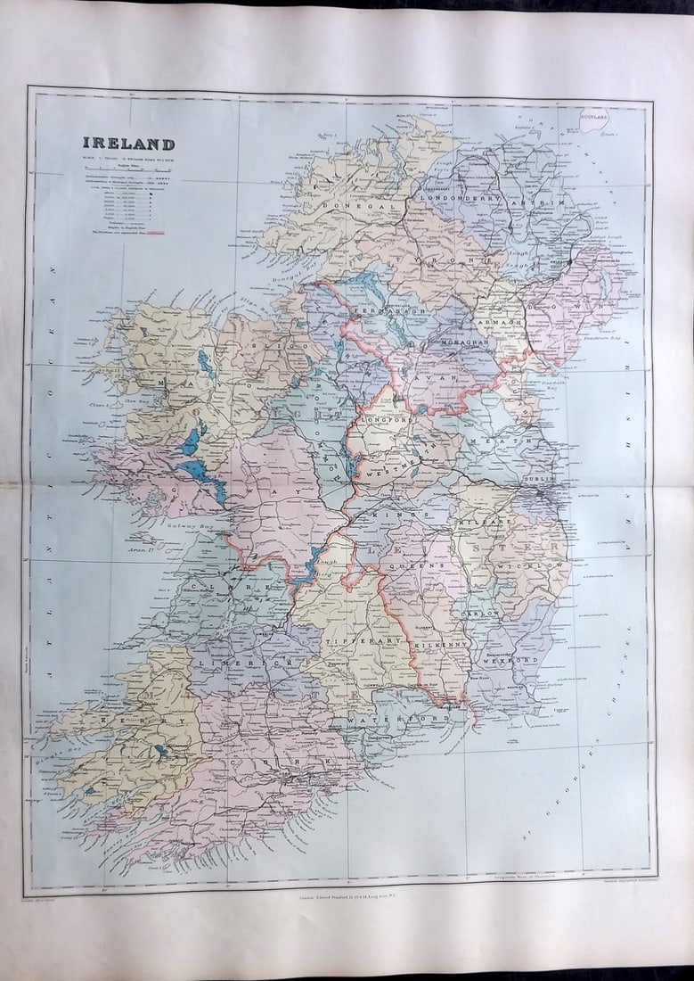 Stanford, Edward 1901 Large Map. Ireland (1 of 1)