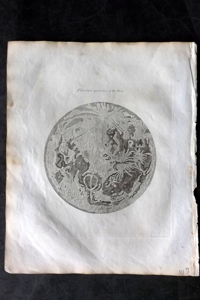 Barclay, James 1812 Astronomy Print. Telescopic appearance of the Moon (1 of 1)