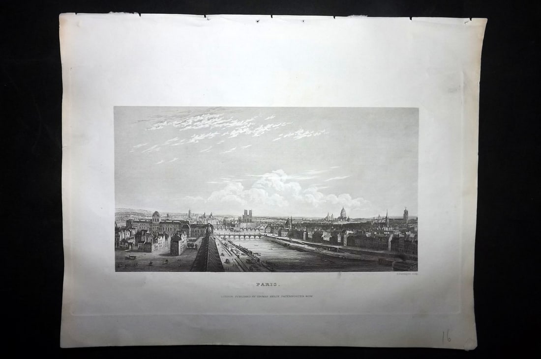 Barclay & Kelly 1843 Antique Print. Paris, France (1 of 1)